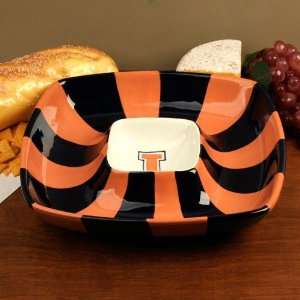   Fighting Illini 2 In 1 Square Chips & Dip Bowl: Sports & Outdoors