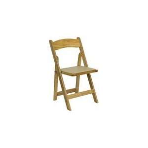   Natural Wood Folding Chair   Padded Vinyl Seat: Home & Kitchen