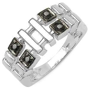   0.10 Carat Genuine Black Diamond Sterling Silver Ring: Jewelry