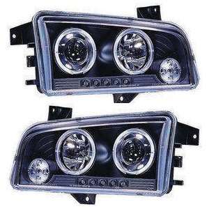 Dodge Charger 2006 2007 2008 2009 Head Lamps, Projector W/ Rings Black 