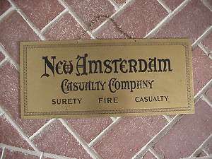 1890s New Amsterdam Casualty Company Sign Brass  