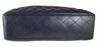 AUTHENTIC CHANEL Dark Navy Blue Quilted Lambskin JUMBO XL Shopper Tote 