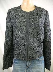 New Womens ELLEN TRACY Pewter Combo Textured Cropped Dress Jacket 12 