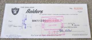 Jim Otto HOF signed Raiders payroll check document 1976 HOF  