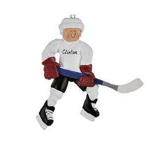  Personalized Hockey Player Christmas Ornament: Home 