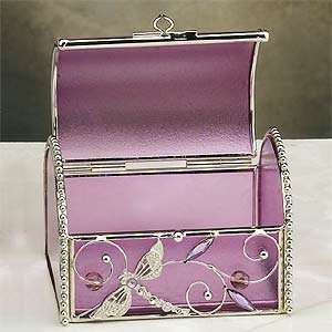   Dragonfly Purple Design Glass Rectangular Jewelry Box: Home & Kitchen