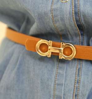 Fashion Lady Candy Color PU Leather Mini Belt Thin Belt 5 Colors 1993 