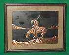 FRAMED COPPER REPOUSSE ART END OF THE TRAIL INDIAN FOLK ART APACHE 