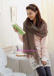 Japan Crochet Lace Hem Soft Knit Slip Dress Off White M  