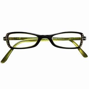  Reading Glasses Lifted Rectangle Frame w/Rhinestones in Two Tone 