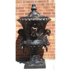   Galleries SRB30464 Lion Urn with Ring with Lid Bronze: Home & Kitchen