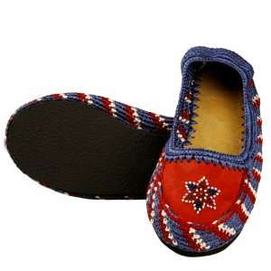   Annabellas Handmade Blue & Red Crochet Swede Shoes 