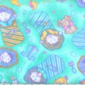   Arctic Fleece Baby Love Aqua Fabric By The Yard Arts, Crafts & Sewing