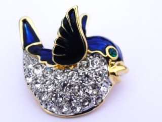 Goldplate Blue Bird Animal Brooch Pin Womens Jewelry  