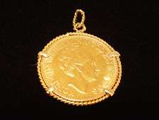 Netherlands 10 Guilder 1925 Gold Coin In Pendant Holder   coin is .900 