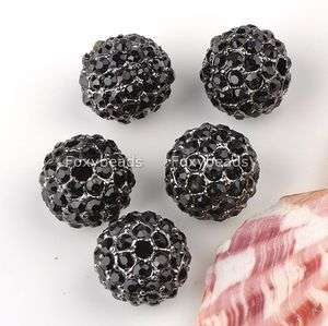   10mm Black Crystal Loose Pave Disco Ball Spacer Jewelry Bead  