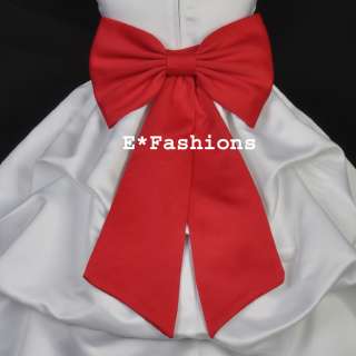 RED TIE BOW SASH FOR WEDDING PAGEANT FLOWER GIRL DRESS sz S M L 2 4 6 