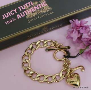 Juicy Couture Gold Puff Heart Starter Iconic J Charm Toggle 