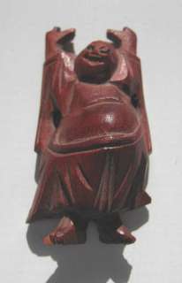 Antique Asian Japanese Chinese wood figurine happy Budda  
