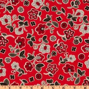  44 Wide Happy Go Lucky Black/Grey/Red Fabric By The Yard 