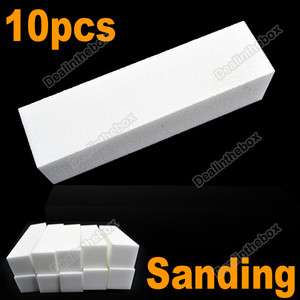   10pcs Buffer Block Acrylic Nail Art Tips Sanding Files White  