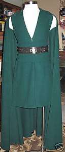 Cosplay Star Wars Green Jedi cloak with hood ,vest & obi costume 