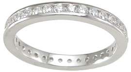 CARAT .925 STERLING SILVER WEDDING BAND ETERNITY RING SIZE 5, 6, 7 
