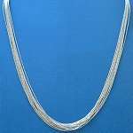 N107E Silver 18 Multi Strand Thin Chain Necklace  
