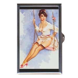  PIN UP GIRL ON SWING ELEGANT Coin, Mint or Pill Box Made 