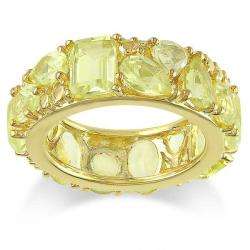 Yellow Silver Multi shaped Lemon Quartz Fashion Ring  