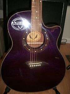 Dean Exotica Quilt Ash Purple Acoustic/Electric 6 String Guitar   New