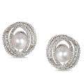   Gold Mabe Pearl and 3/8ct TDW Diamond Earrings (14 mm)  Overstock