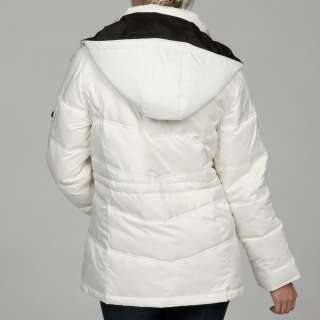 London Fog Womens Tubular Quilted Hooded Parka  