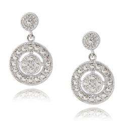 Sterling Silver Diamond Accent Circle Drop Earrings  Overstock
