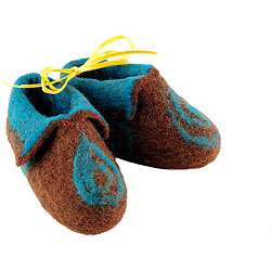 Wool Magical Steps Brown and Blue Baby Booties (Nepal)  