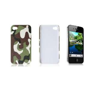   Leather Coated Camouflage Printed Back Case for iPhone 4 Electronics
