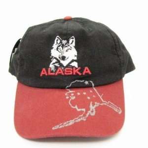  Alaska Wolf Head Ball Cap Hat Alaska Map 