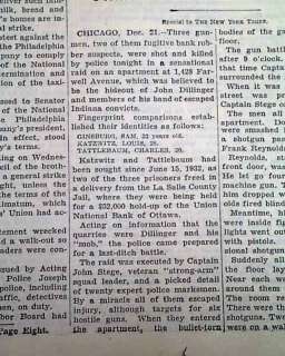 JOHN DILLINGER Police Raid Hideout Escape1933 Newspaper  