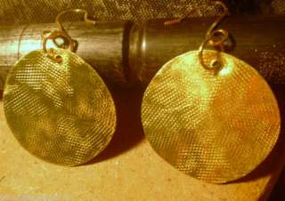 Handcrafted Artisan Round Bronze hammered dangle earrings pair  