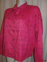   Pink Black Suede Feel Polyester Long Sleeve Shirt Top Size 2  
