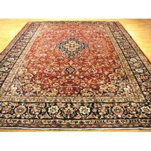  98 x 135 Red Persian Hand Knotted Wool Isfahan Rug 
