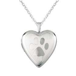 Sterling Silver Paw Print Heart shaped Locket Necklace  Overstock