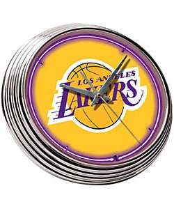 Neon Garage Clock with Los Angeles Lakers Logo  Overstock