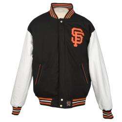 JH Designs Mens San Francisco Giants Reversible Wool Varsity Jacket 