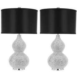 Indoor 1 light Silver Beaded Table Lamps (Set of 2)  