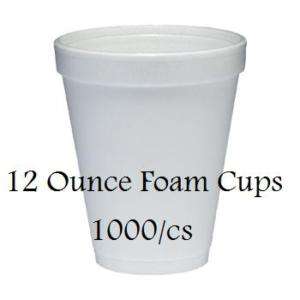 Foam Drinking Cups 12 Ounces (oz) 1000 /case Styrofoam  