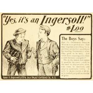 1901 Vintage Ad Ingersoll Dollar Watch Victorian Boys   Original Print 