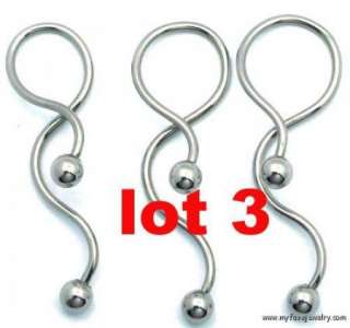 16g Stainless Steel Spiral Twist Tongue Ear Barbell  