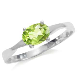 Natural Peridot 925 Sterling Silver Solitaire Ring(RN0056923)