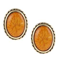 Amrita Singh Goldplated Brass Oval Resin Stone Stud Earrings 